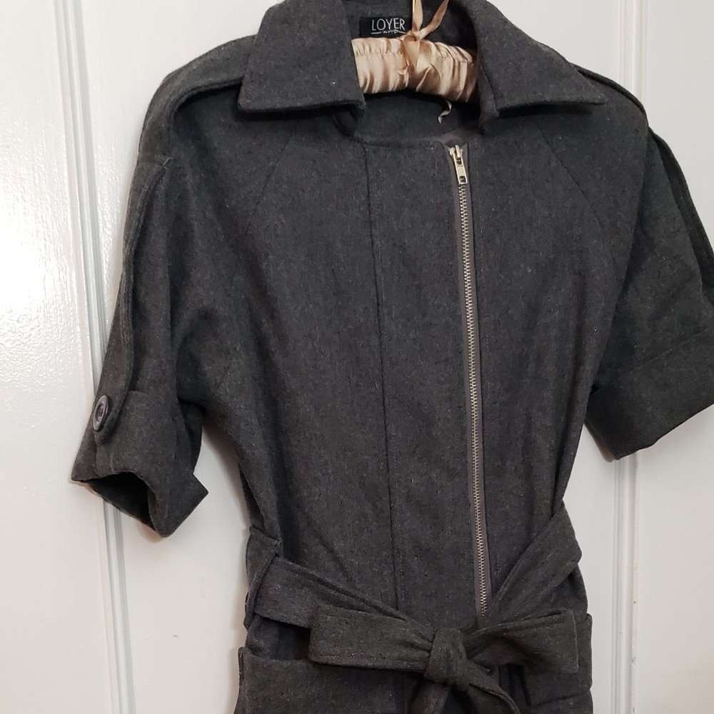 Gray Short Sleeve Pea Coat